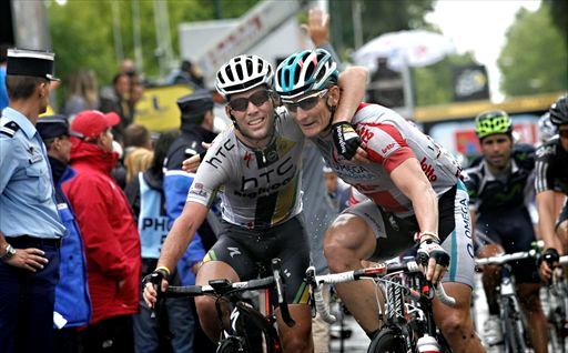 Cavendish and Greipel in happier times at the 2011 Tour de France (picture courtesy of Cor Vos)