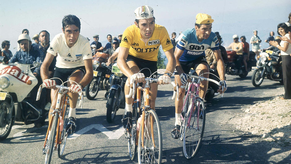 1972 Tour de France. Louis Ocaa, Merckx and Raymond Poulidor